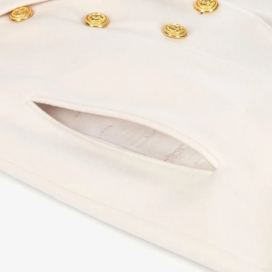 Balmain Girls Ivory Wool & Cashmere Cape Outlet