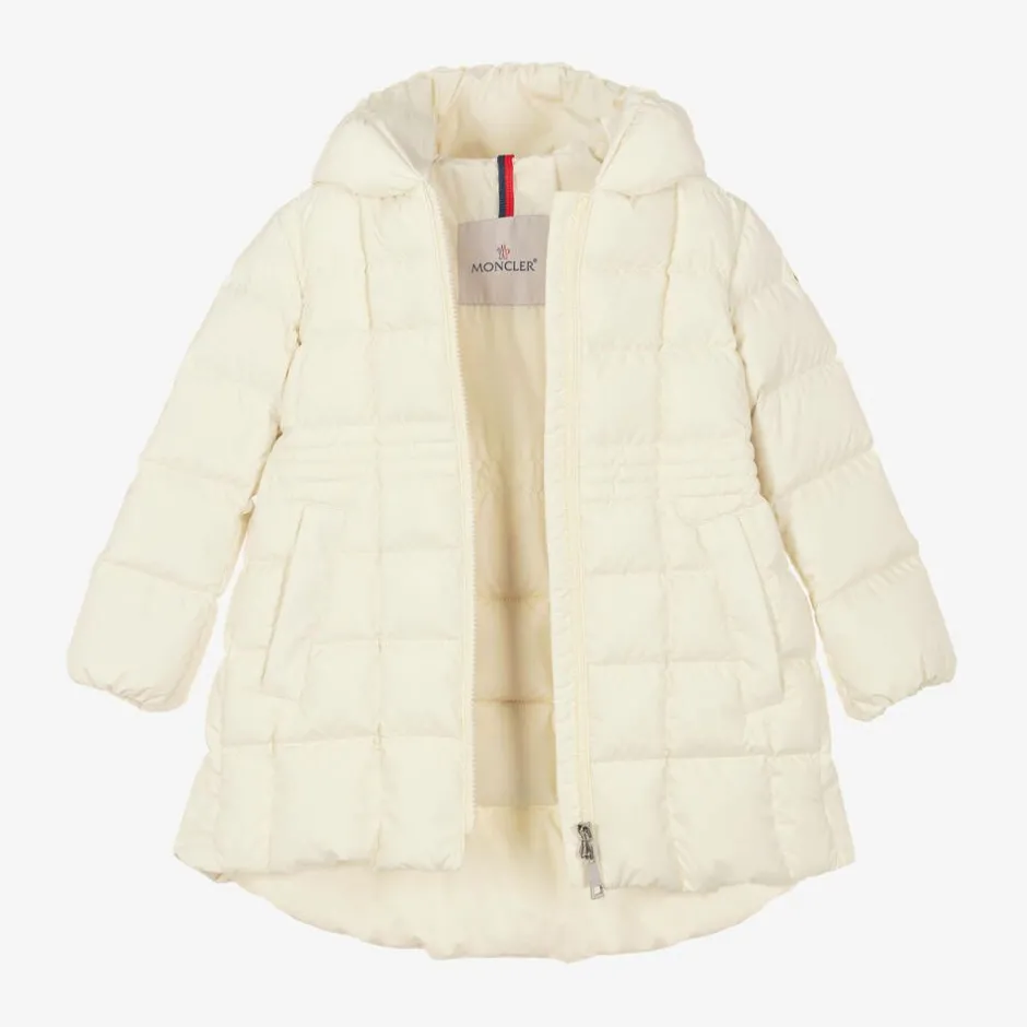 Moncler Enfant Girls Long Ivory Arina Puffer Parka Coat Sale
