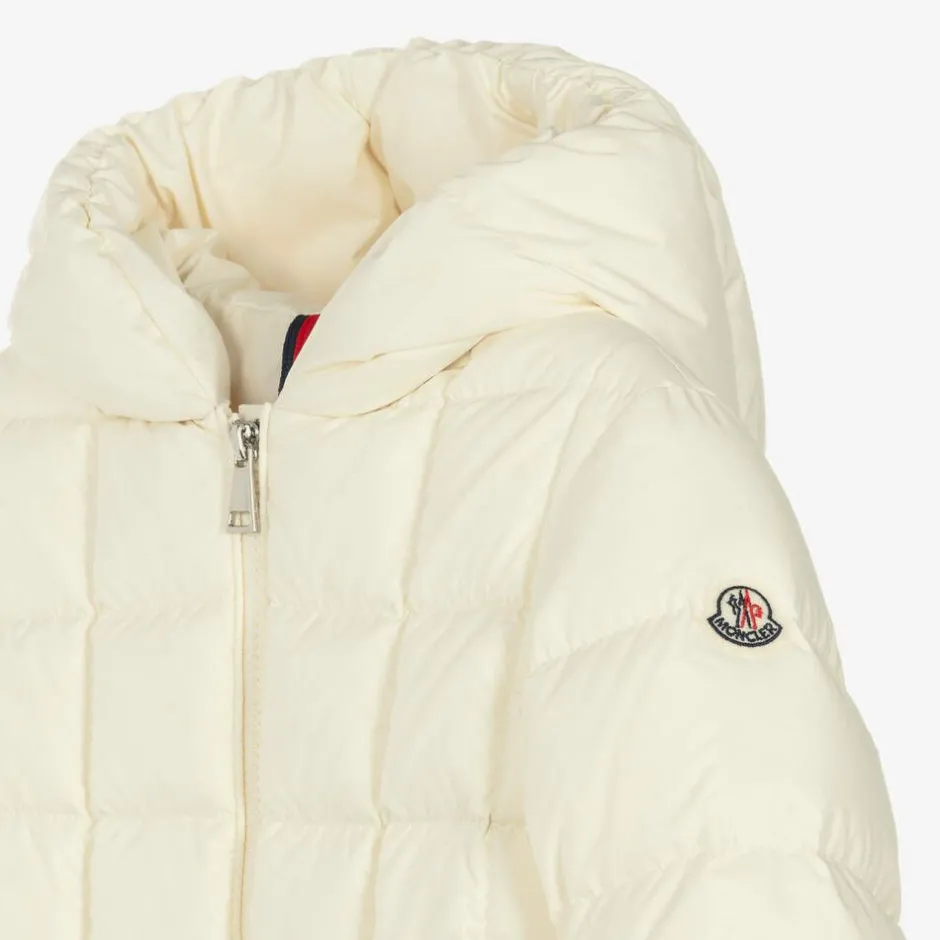 Moncler Enfant Girls Long Ivory Arina Puffer Parka Coat Sale