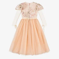 EIRENE Girls Long Pink Sequinned Tulle Dress Clearance