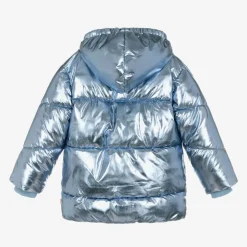 Billieblush Girls Metallic Blue Puffer Coat New