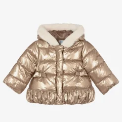 Mayoral Girls Metallic Gold Puffer Coat Discount
