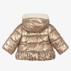 Mayoral Girls Metallic Gold Puffer Coat Discount