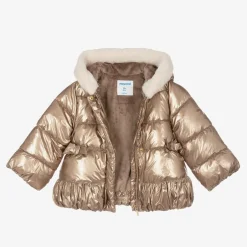 Mayoral Girls Metallic Gold Puffer Coat Discount