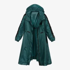 Moncler Enfant Girls Metallic Green Hooded Coat Online