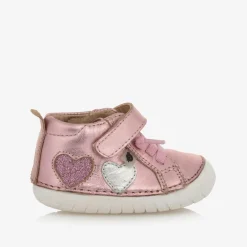 Old Soles Girls Metallic Pink Leather First Walkers