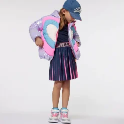 Billieblush Girls Metallic Purple Heart Puffer Jacket Hot