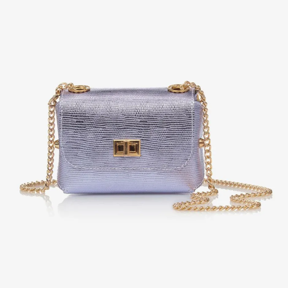 Zaccone Girls Metallic Purple Shoulder Bag (14cm) Online