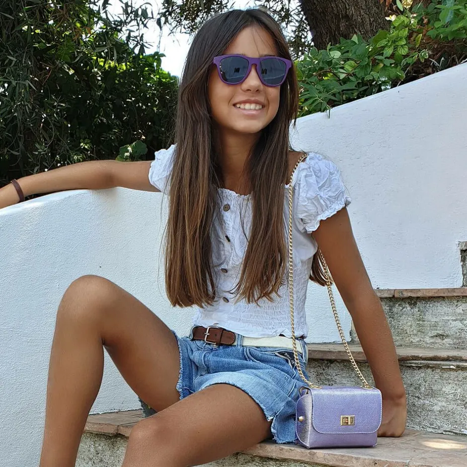 Zaccone Girls Metallic Purple Shoulder Bag (14cm) Online