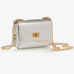 Zaccone Girls Metallic Silver Leather Bag (12cm)