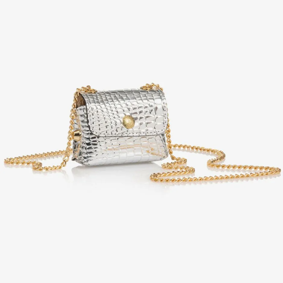 Zaccone Girls Metallic Silver Mini Bag (8cm) Sale