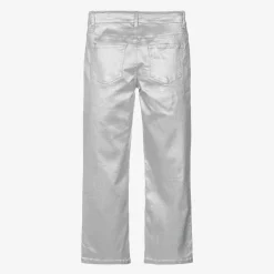 NAME IT Girls Metallic Silver Straight-Leg Jeans Sale