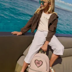 Michael Kors Kids Girls MK Logo Backpack (29cm) Clearance