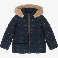 Mayoral Girls Navy Blue & Beige Puffer Jacket Online