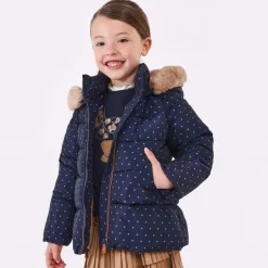 Mayoral Girls Navy Blue & Beige Puffer Jacket Online