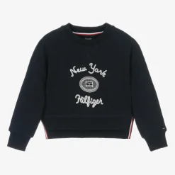 Tommy Hilfiger Girls Navy Blue Beaded Cotton Sweatshirt Sale