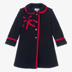 Patachou Girls Navy Blue Bouclé Coat
