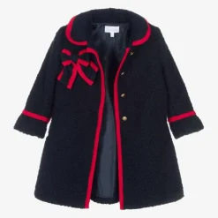Patachou Girls Navy Blue Bouclé Coat