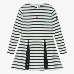 Week-end à la mer Girls Navy Blue Breton Stripe Cotton Dress Best