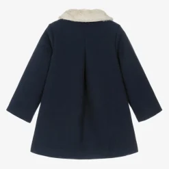 Pureté Du... Bébé Girls Navy Blue Collared Coat Discount