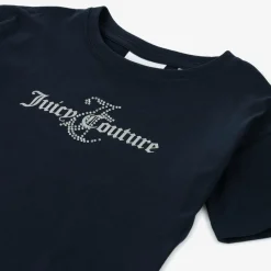 Juicy Couture Girls Navy Blue Cotton Boxy Fit T-Shirt Hot