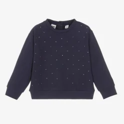 iDO Baby Girls Navy Blue Cotton Diamanté Sweatshirt Outlet