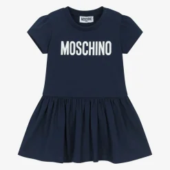 Moschino Baby Girls Navy Blue Cotton Dress Sale