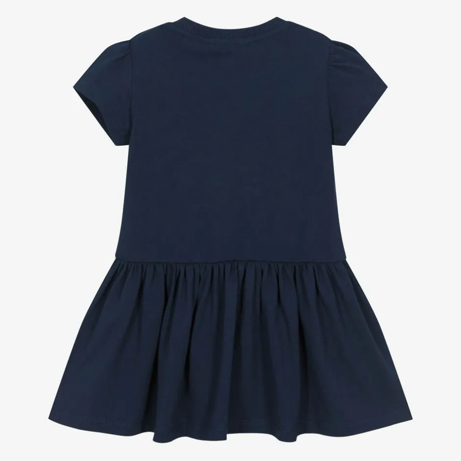 Moschino Baby Girls Navy Blue Cotton Dress Sale