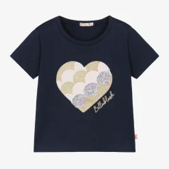 Billieblush Girls Navy Blue Cotton Heart T-Shirt Best