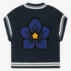 KENZO KIDS Girls Navy Blue Cotton Knit Slipover Online