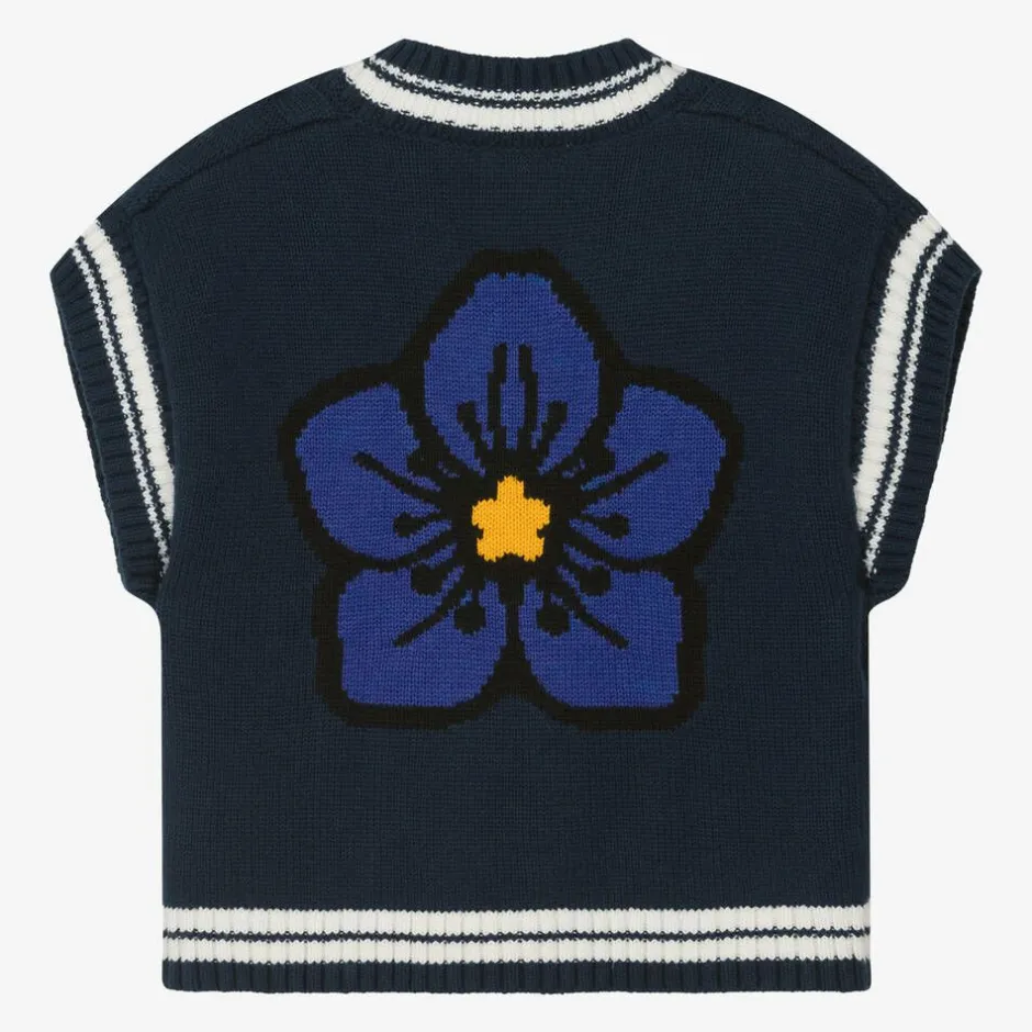 KENZO KIDS Girls Navy Blue Cotton Knit Slipover Online