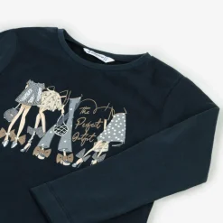 Mayoral Girls Navy Blue Cotton Outfit Print Top New