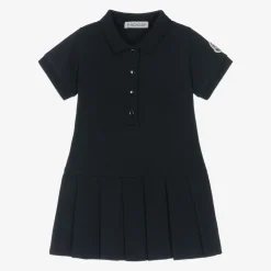 Moncler Enfant Girls Navy Blue Cotton Piqué Polo Dress