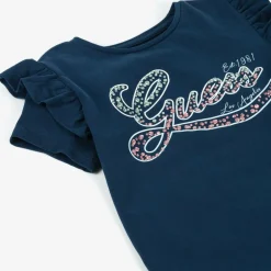 Guess Girls Navy Blue Cotton Rhinestone T-Shirt Best