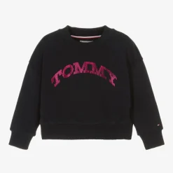 Tommy Hilfiger Girls Navy Blue Cotton Sweatshirt Outlet