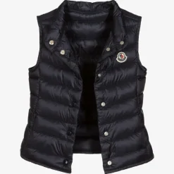 Moncler Enfant Girls Navy Blue Down Padded Liane Puffer Gilet