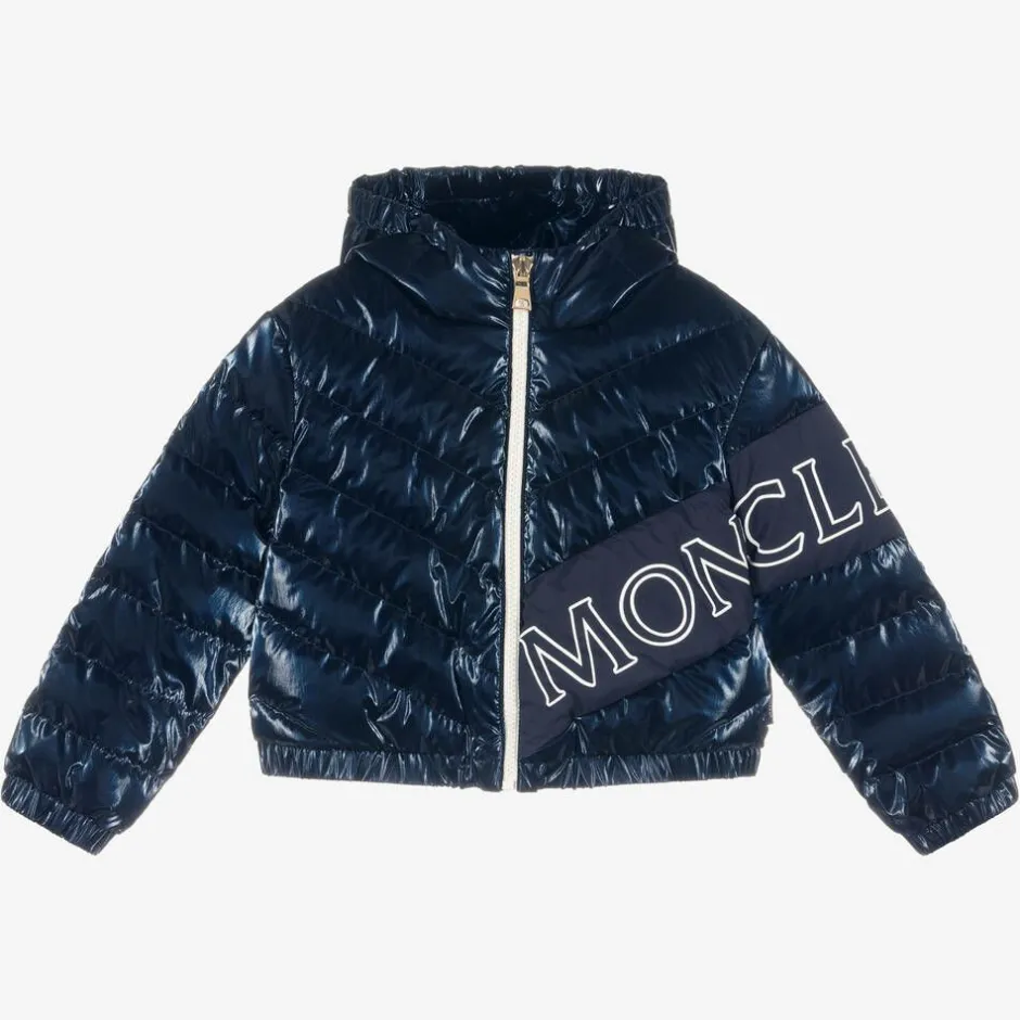 Moncler Enfant Girls Navy Blue Down Padded Puffer Jacket Sale