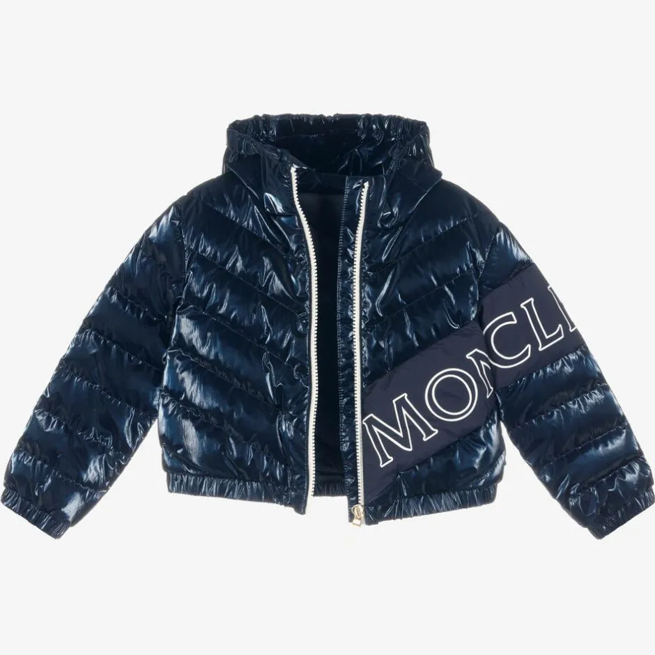 Moncler Enfant Girls Navy Blue Down Padded Puffer Jacket Sale