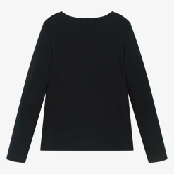 Chloé Girls Navy Blue Embroidered Cotton Top Sale