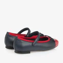 Dolce amp; Gabbana Girls Navy Blue Embroidered Leather Pumps Discount