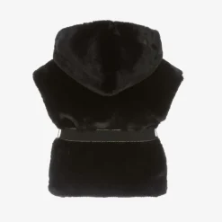 Lapin House Girls Navy Blue Faux Fur Hooded Gilet Clearance