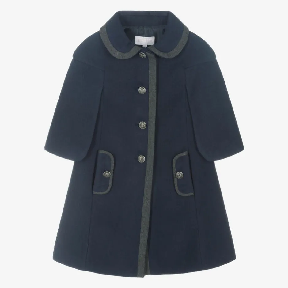 Patachou Girls Navy Blue Felted Coat