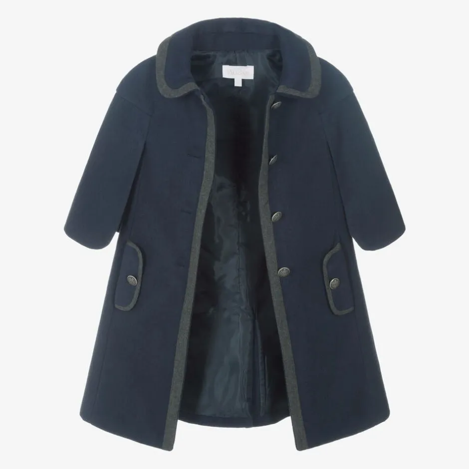 Patachou Girls Navy Blue Felted Coat