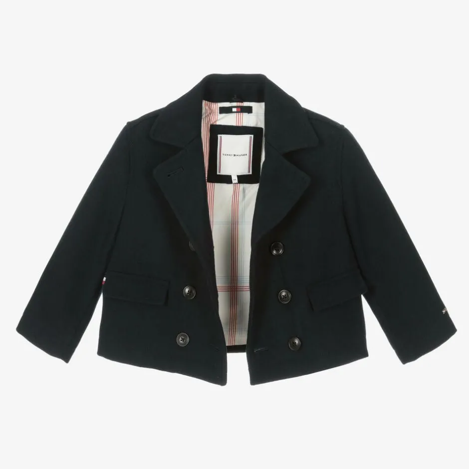 Tommy Hilfiger Girls Navy Blue Felted Peacoat Online