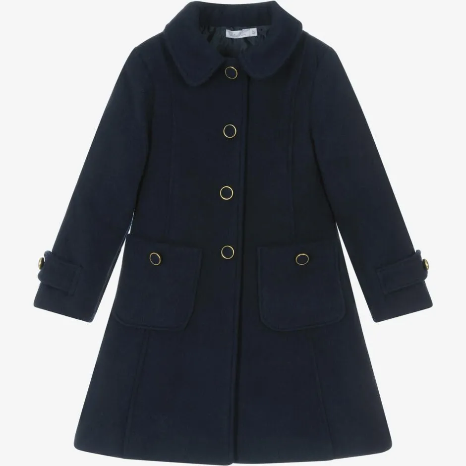 Patachou Girls Navy Blue Flannel Coat Best