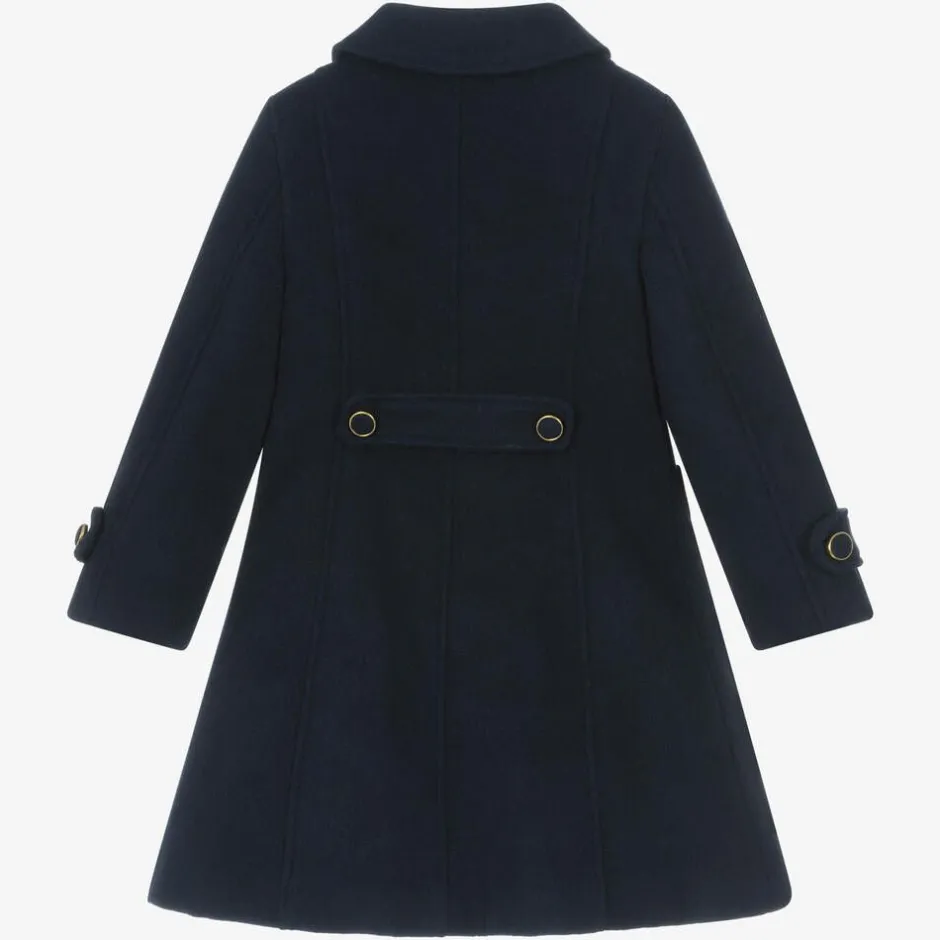 Patachou Girls Navy Blue Flannel Coat Best