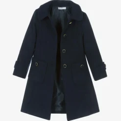 Patachou Girls Navy Blue Flannel Coat Best