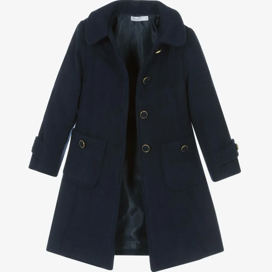 Patachou Girls Navy Blue Flannel Coat Best