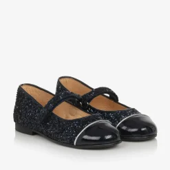 Childrensalon Occasions Girls Navy Blue Glittery Mary Jane Shoes Outlet