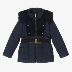 Lapin House Girls Navy Blue Hooded Puffer Coat Hot
